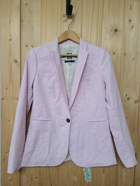 J. Crew Jackets & Blazers - J.‎ Crew Pink Striped Seersucker Blazer